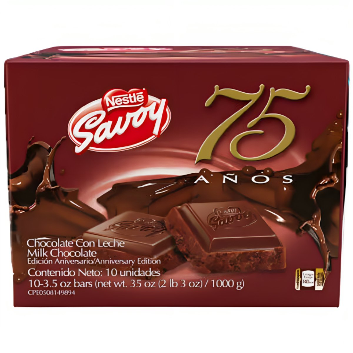 Savoy 75 Aniversario Chocolate Con Leche Box - 10 Unidades - Sabores Market Wholesale