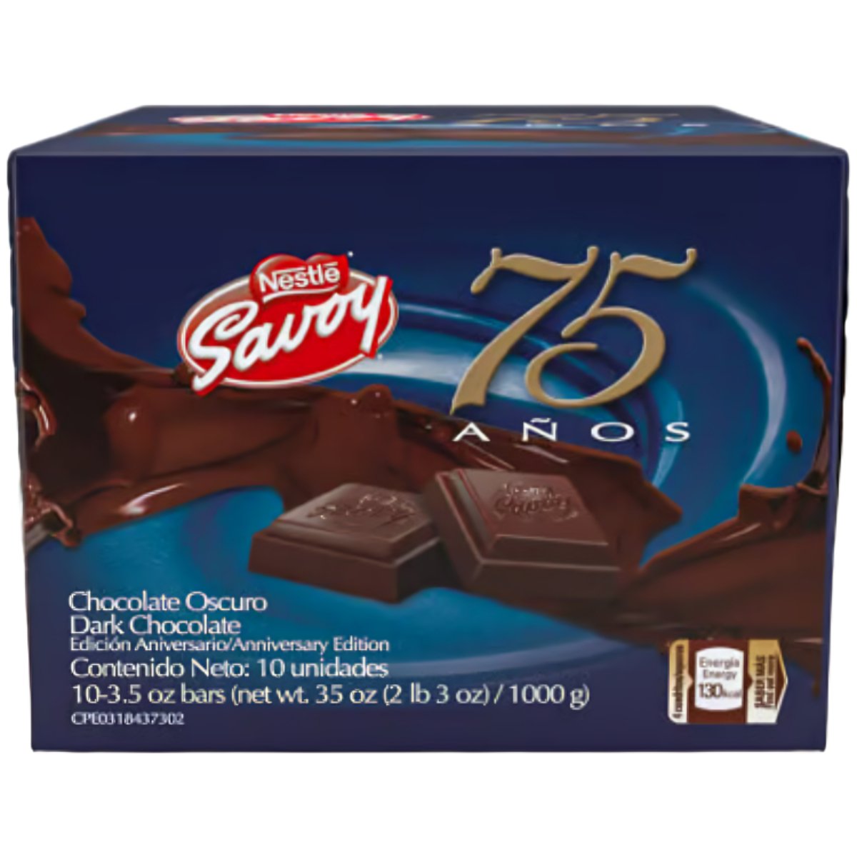 Savoy 75 Aniversario Chocolate Oscuro Box - 10 Unidades - Sabores Market Wholesale