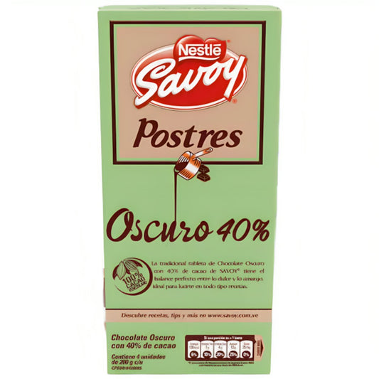 Savoy Postres Chocolate 40% Cacao Box - 4 Unidades - Sabores Market Wholesale